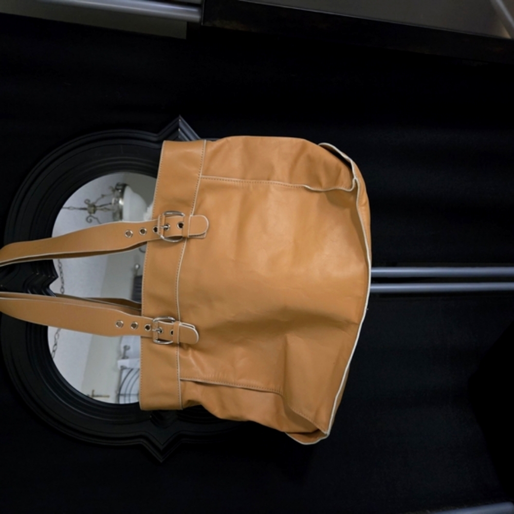 Tan Leather Tote Bag
